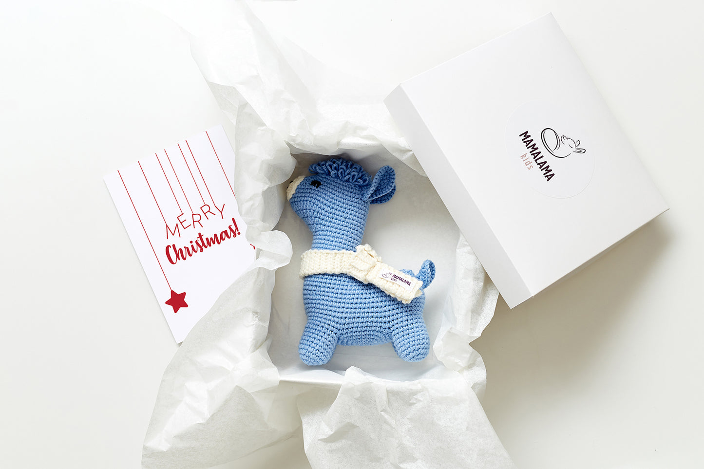 Christmas llama toy gift box Blue