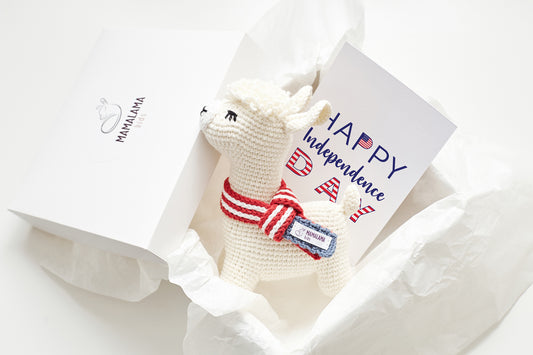 Independence Day llama toy gift box Off white