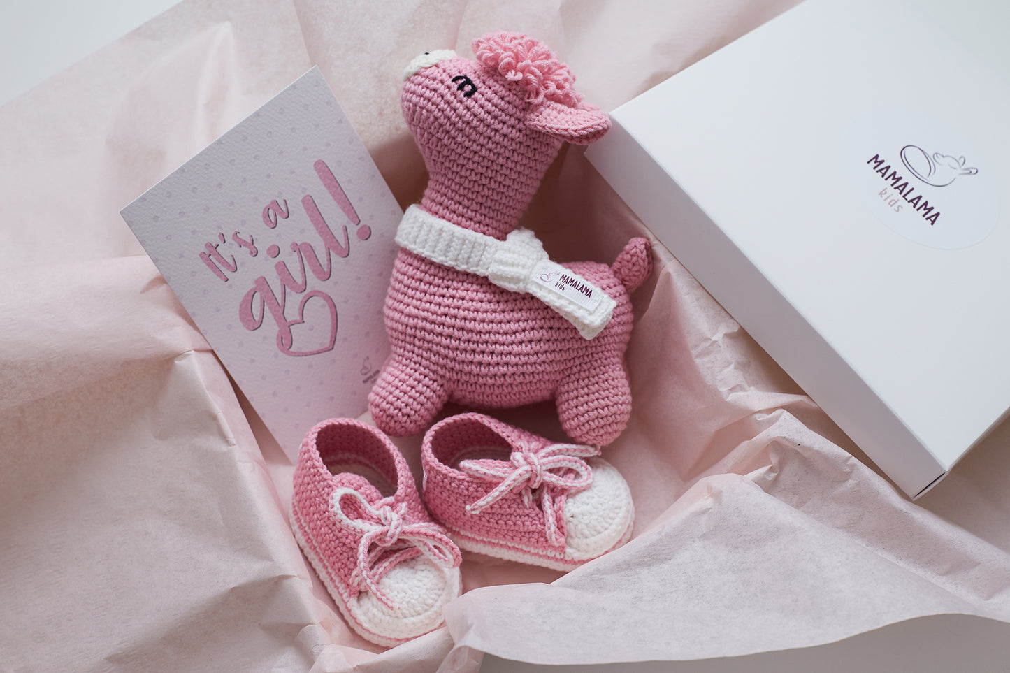 It's a Girl Llama toy & sneakers gift box Pink