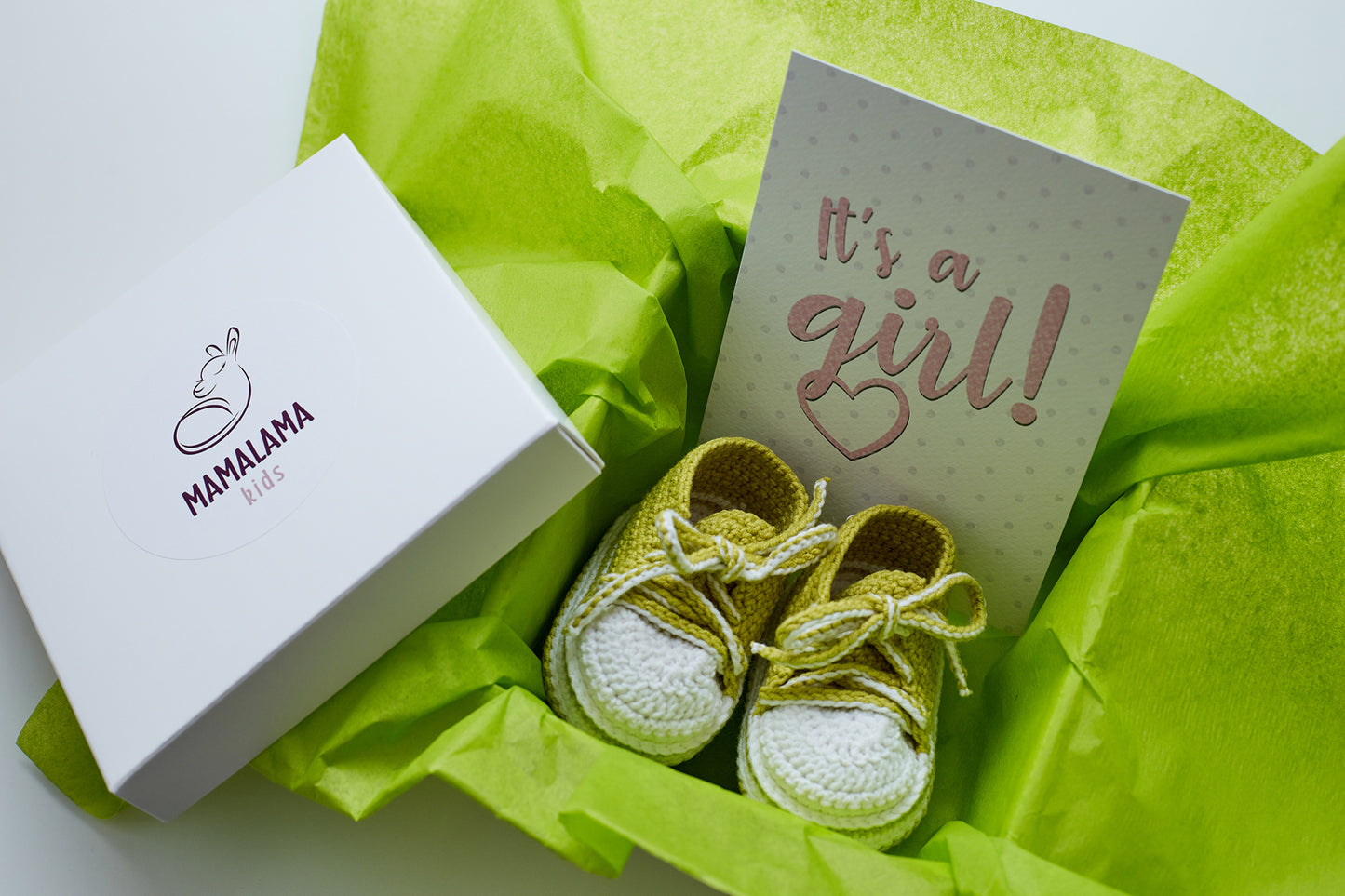 It's a Girl Sneakers booties gift box Green