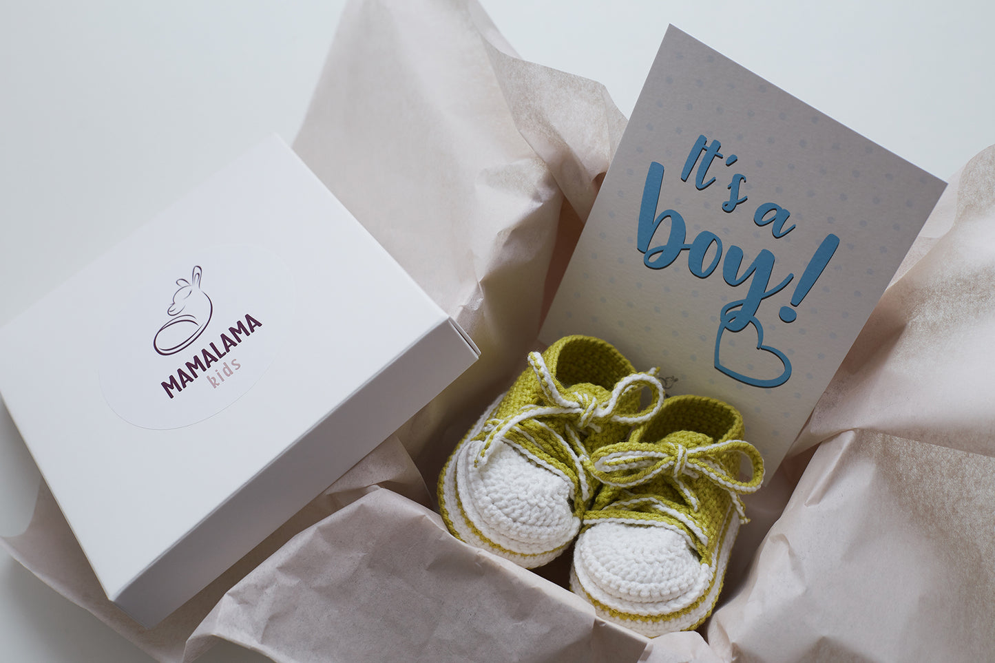 It's a Boy Sneakers booties gift box Green