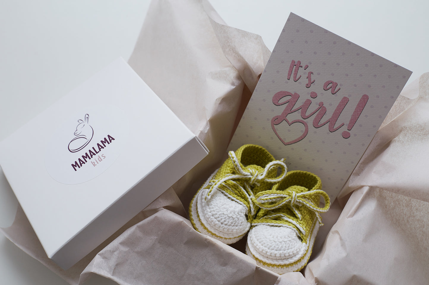 It's a Girl Sneakers booties gift box Green