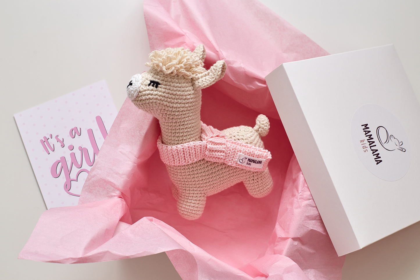 It's a Girl Llama toy gift box Beige