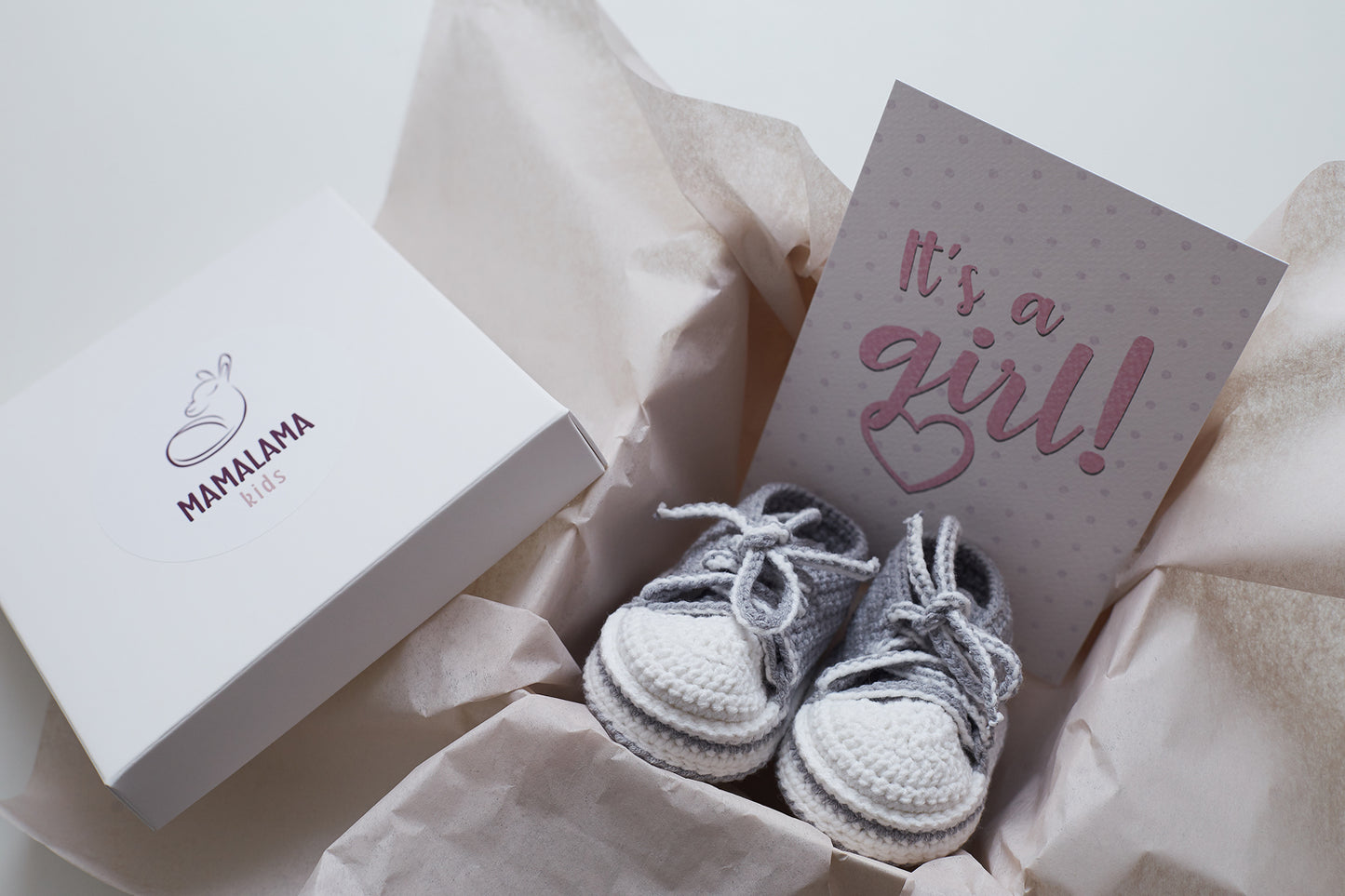It's a Girl Sneakers booties gift box Gray