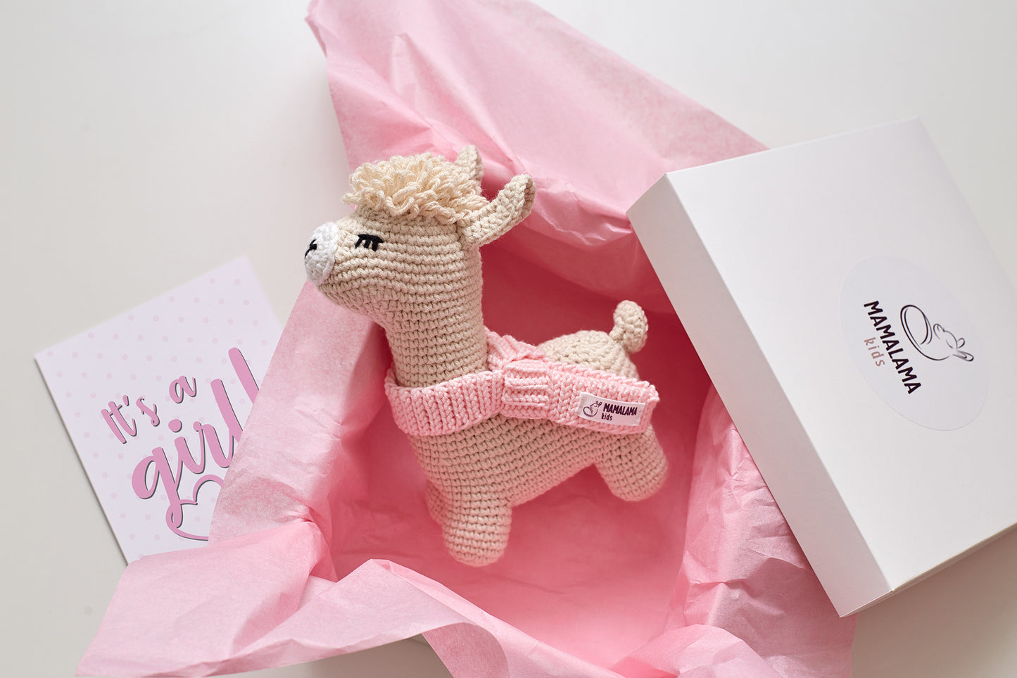 It's a Girl Llama toy gift box Beige