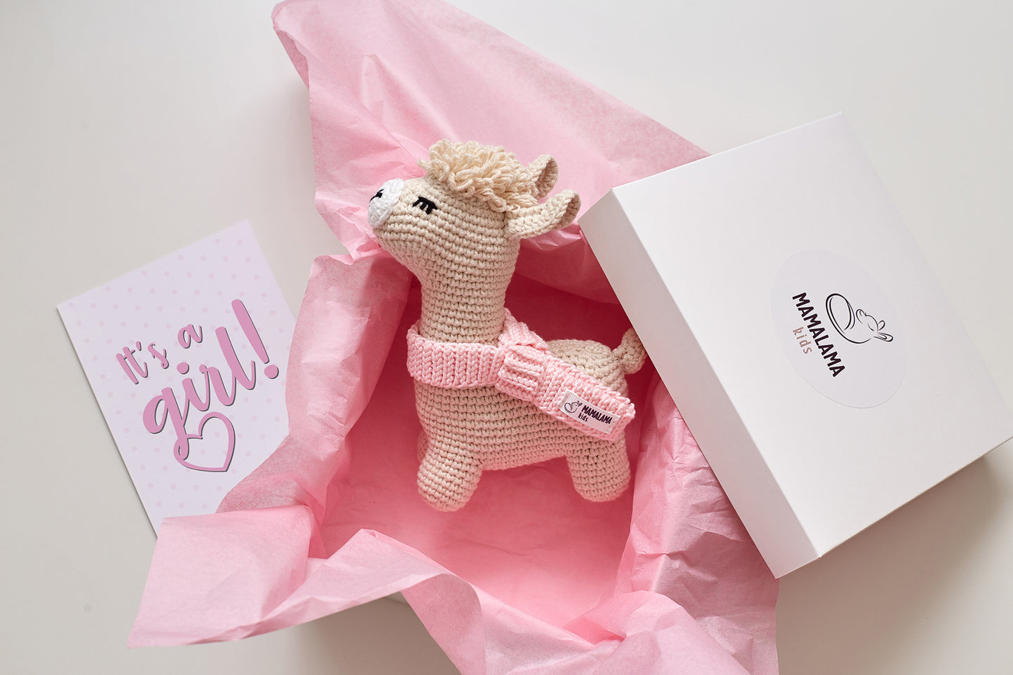 It's a Girl Llama toy gift box Beige