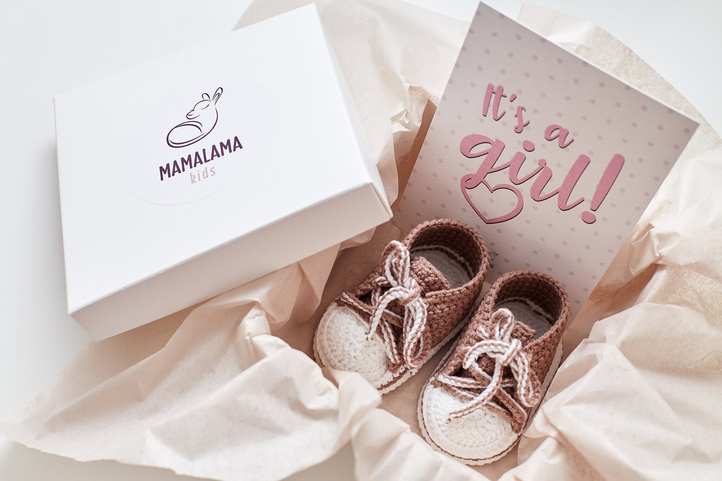 It's a Girl Sneakers booties gift box Brown