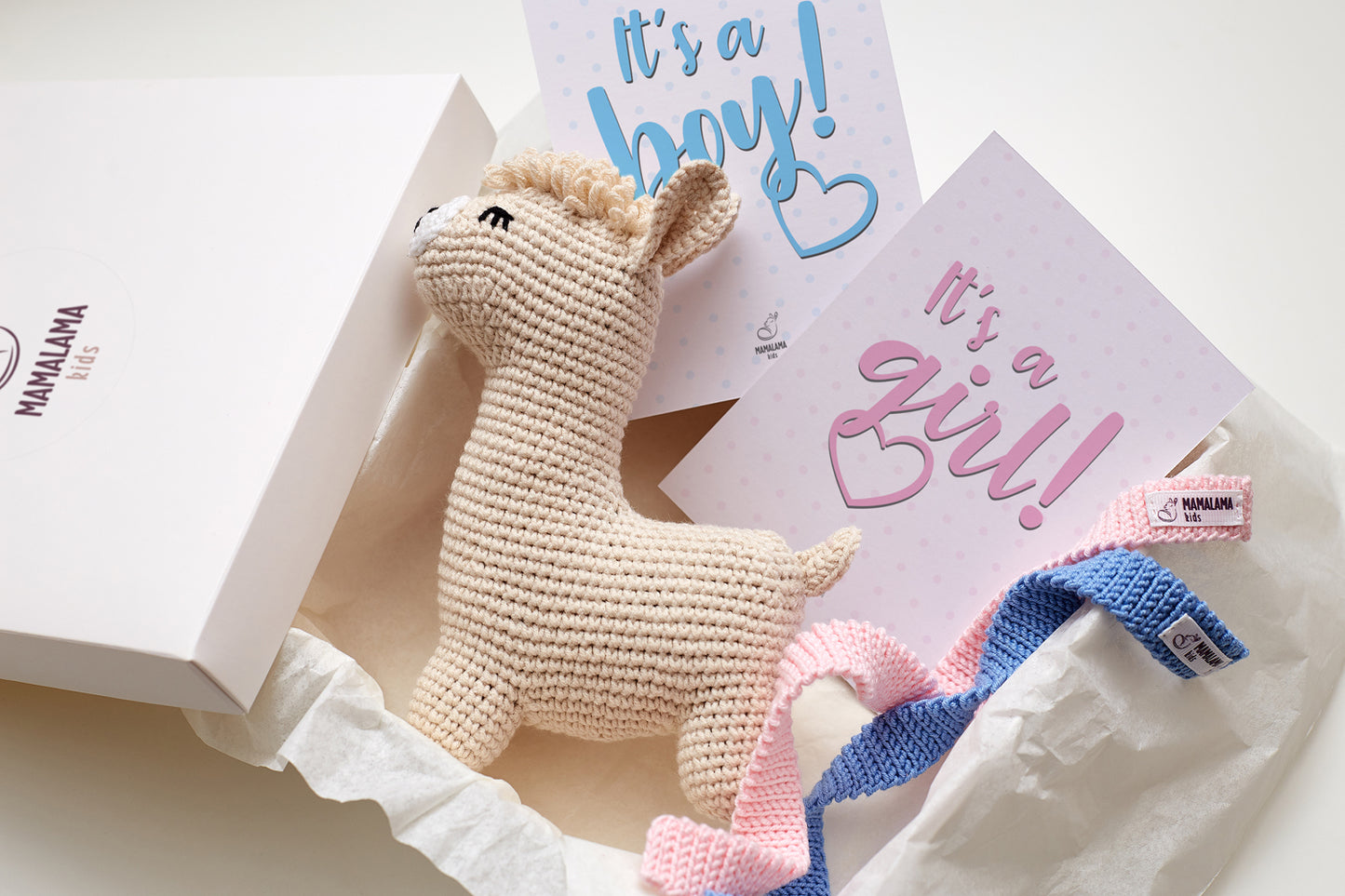 Gender reveal Llama toy gift box Beige