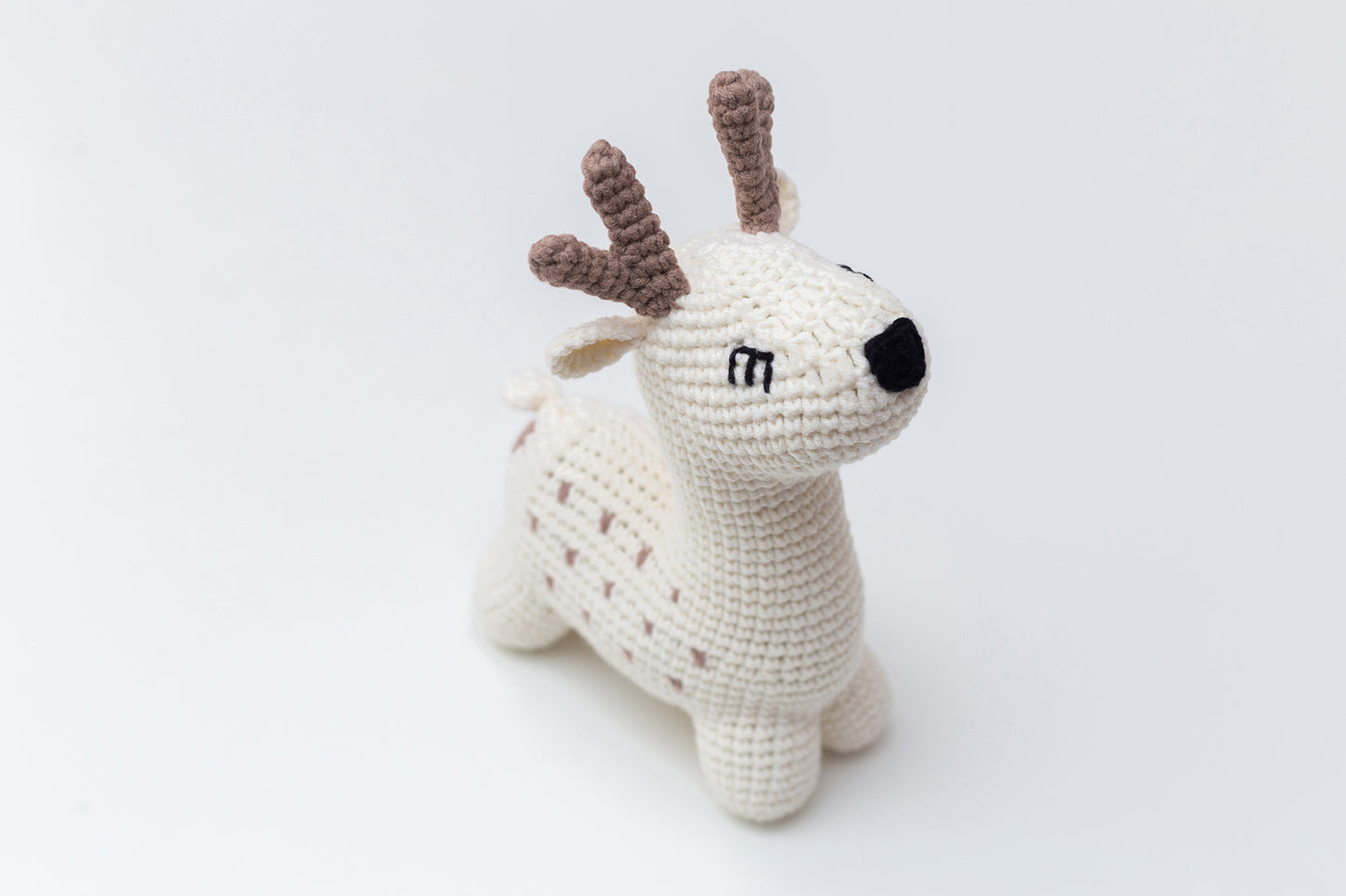 Christmas deer toy + baby booties gift box Off white