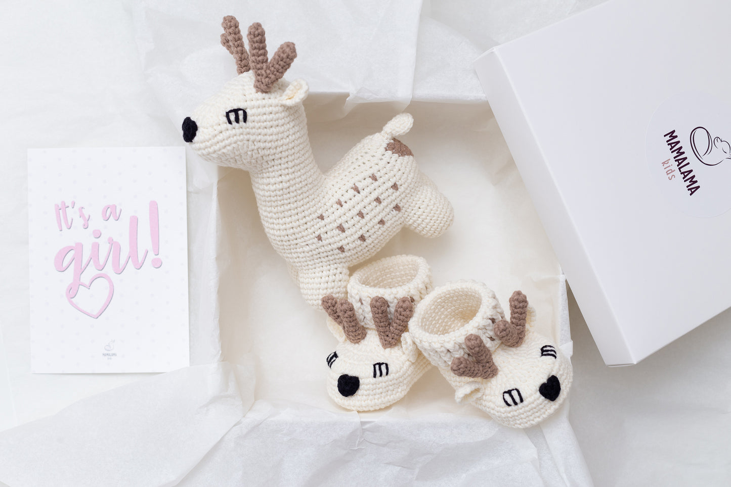 It's a Girl Deer toy & booties gift box