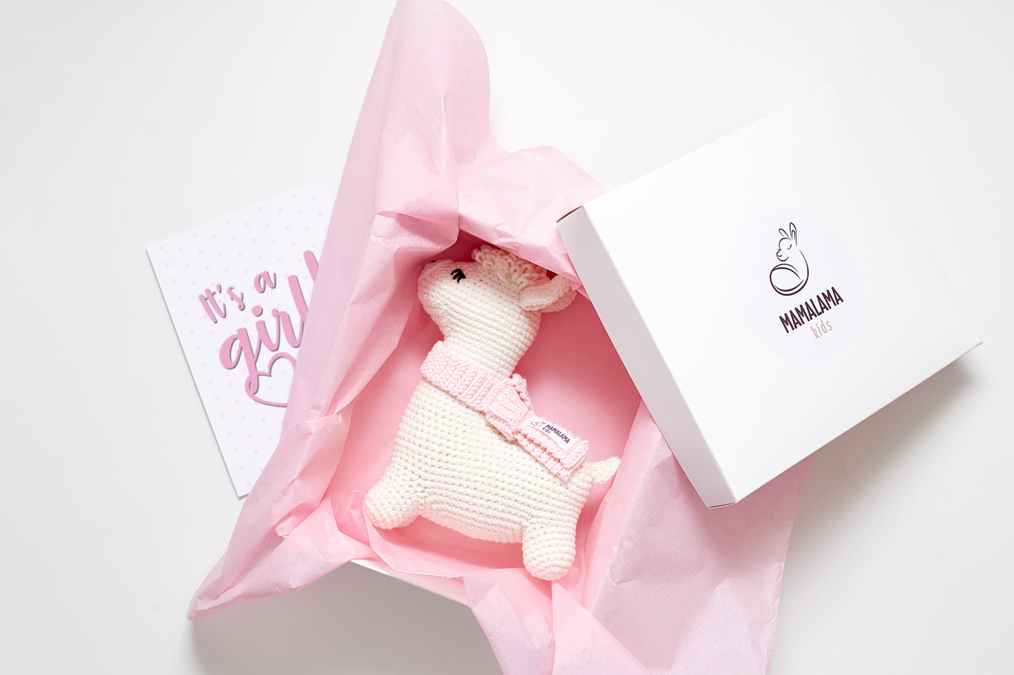 It's a Girl Llama toy gift box Cream