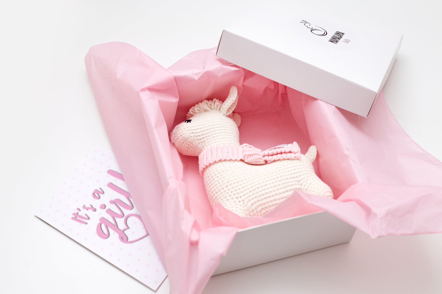 It's a Girl Llama toy gift box Cream