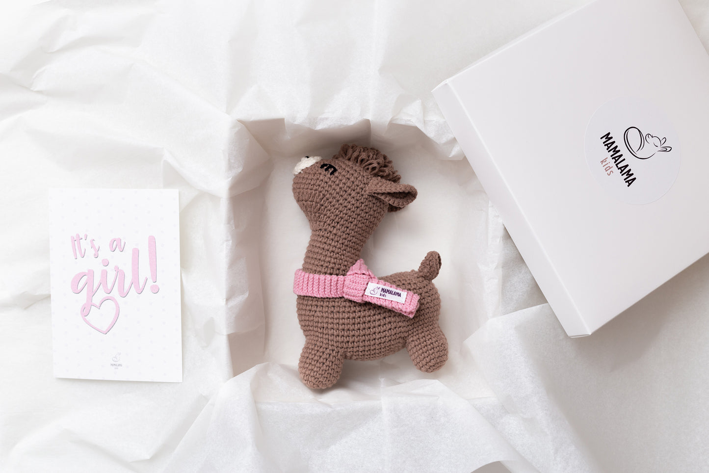 It's a Girl Llama toy gift box Brown