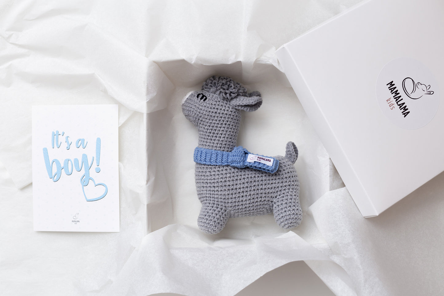 It's a Boy Llama toy gift box Gray