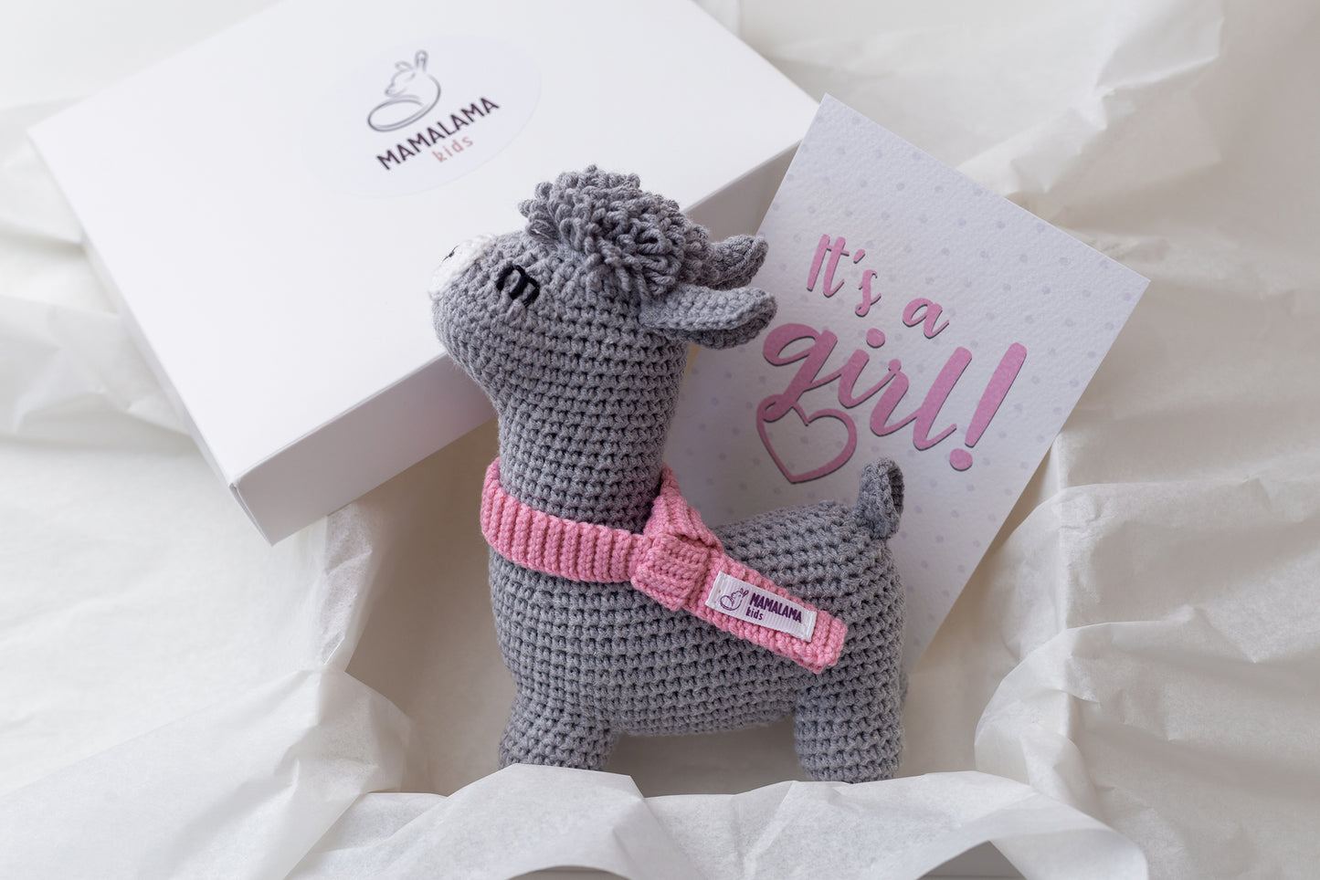 It's a Girl Llama toy gift box Gray