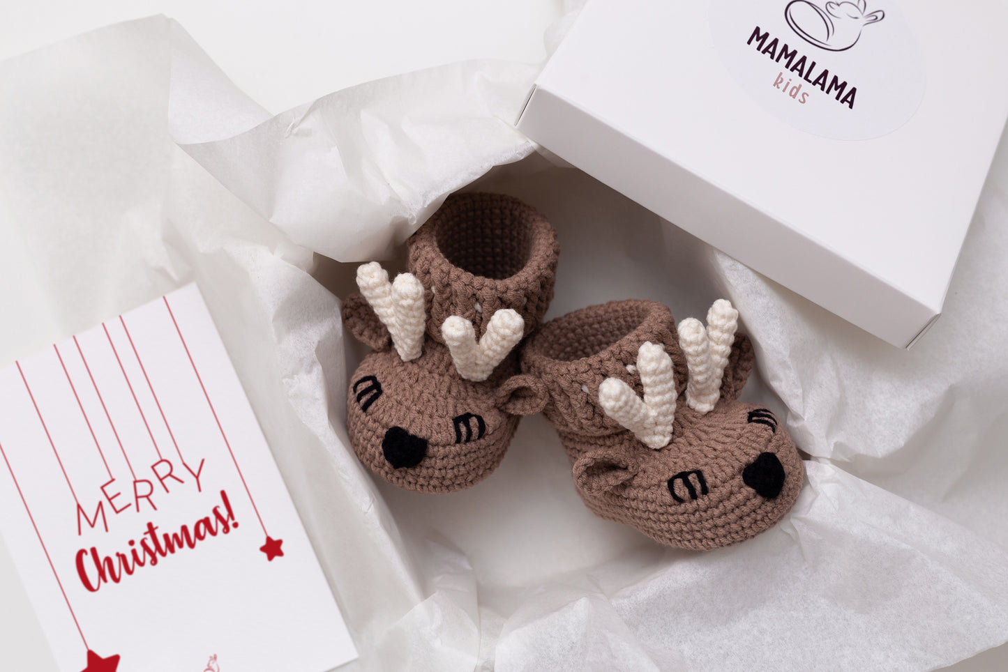 Christmas deer booties baby gift box Brown