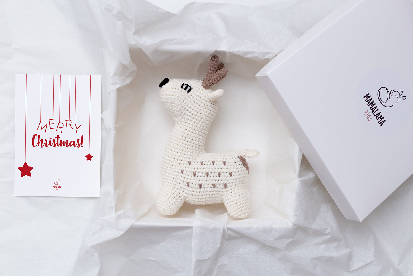 Christmas deer toy gift box Off white