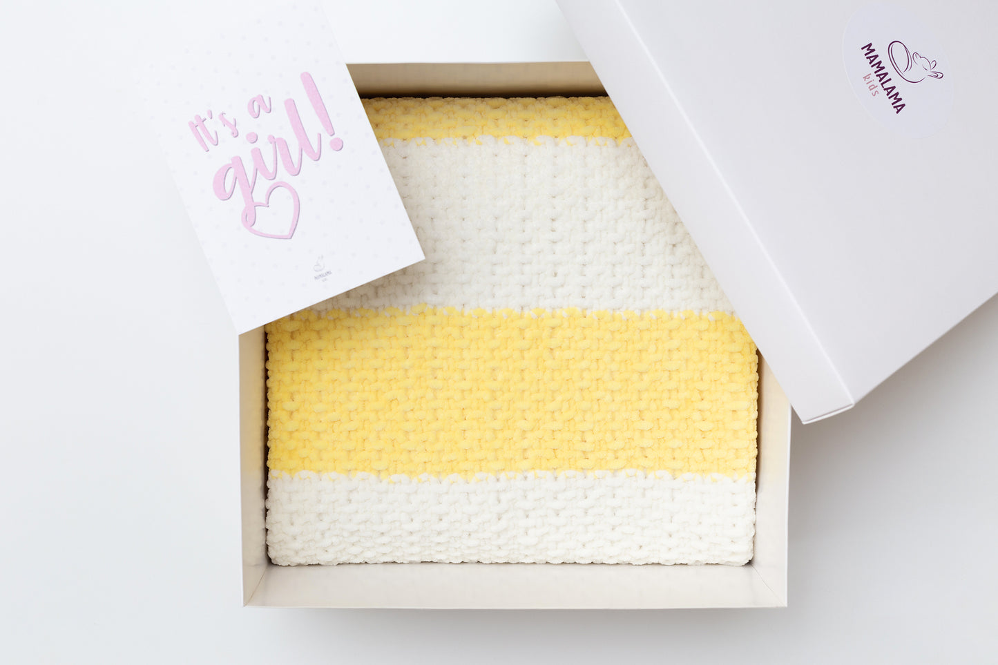 It's a Girl Baby blanket gift box Yellow