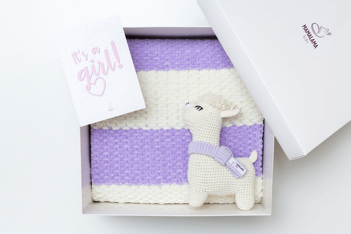 It's a Girl Llama toy & blanket gift box Lavender