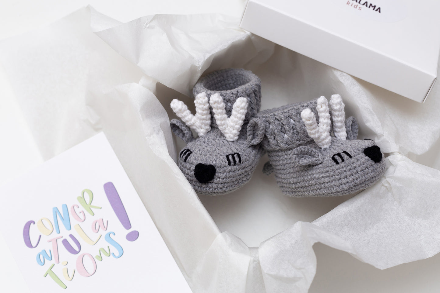 Deer booties gift box Gray