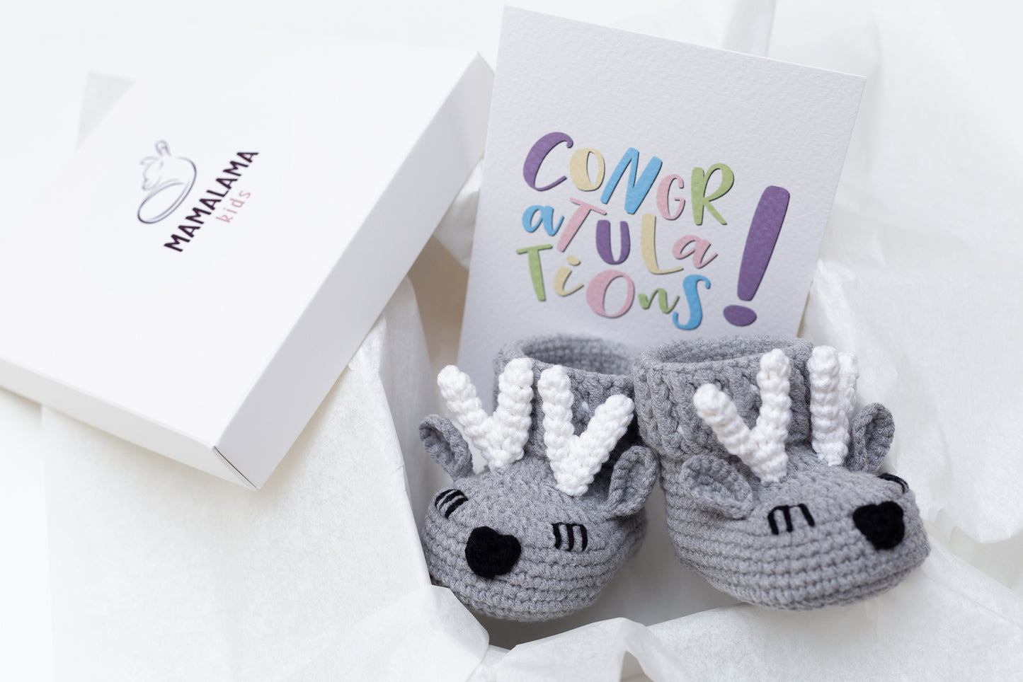 Deer booties gift box Gray