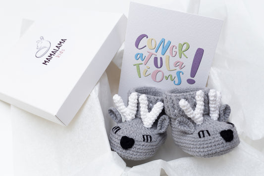 Deer booties gift box Gray
