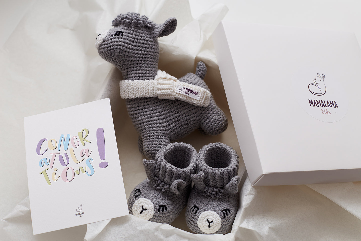 Llama booties gift box Gray