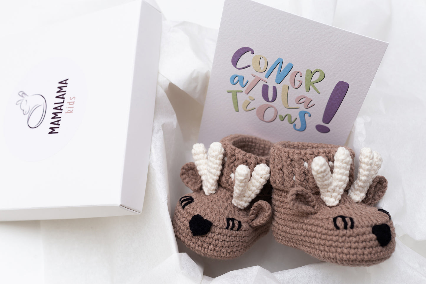 Deer booties gift box Brown