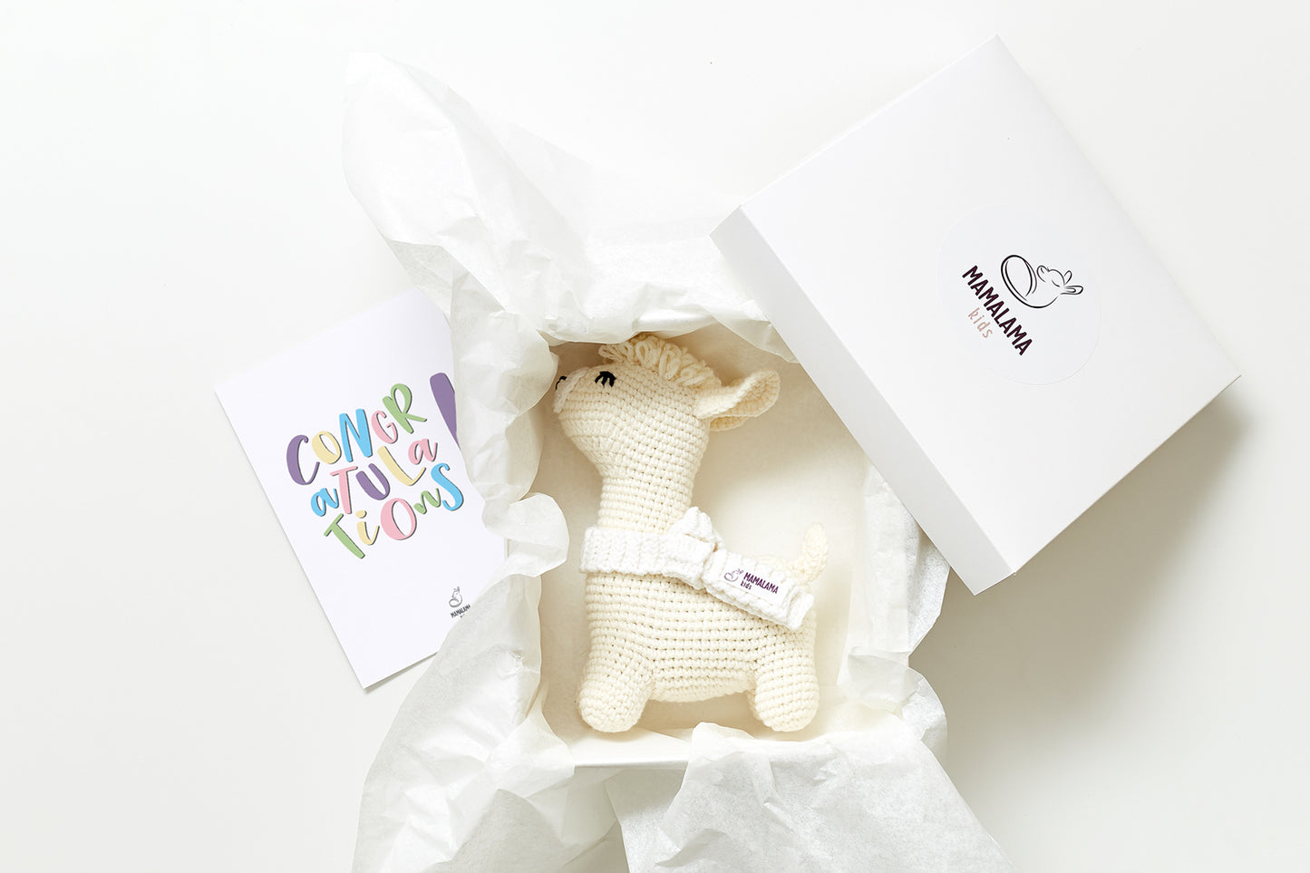 Llama toy gift box Cream
