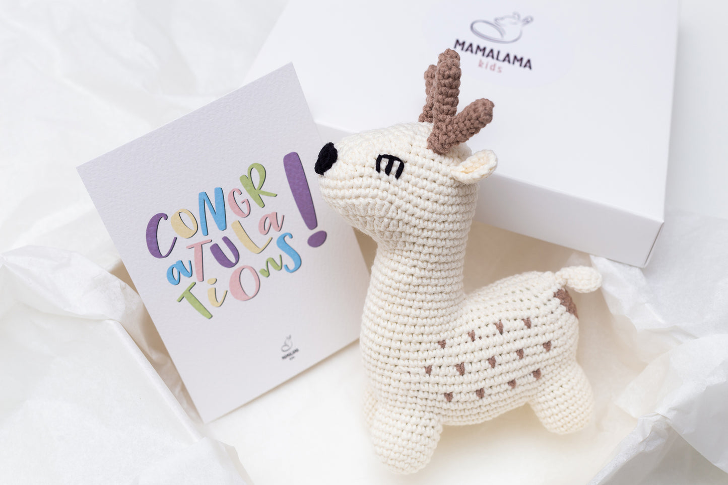 Deer toy gift box Cream