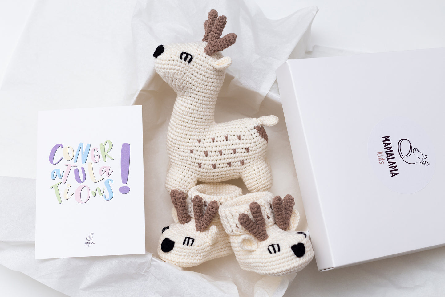 Deer toy gift box Cream