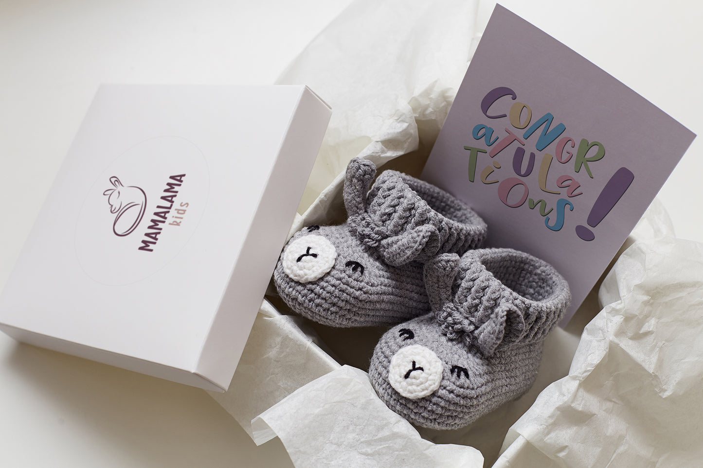 Llama booties gift box Gray