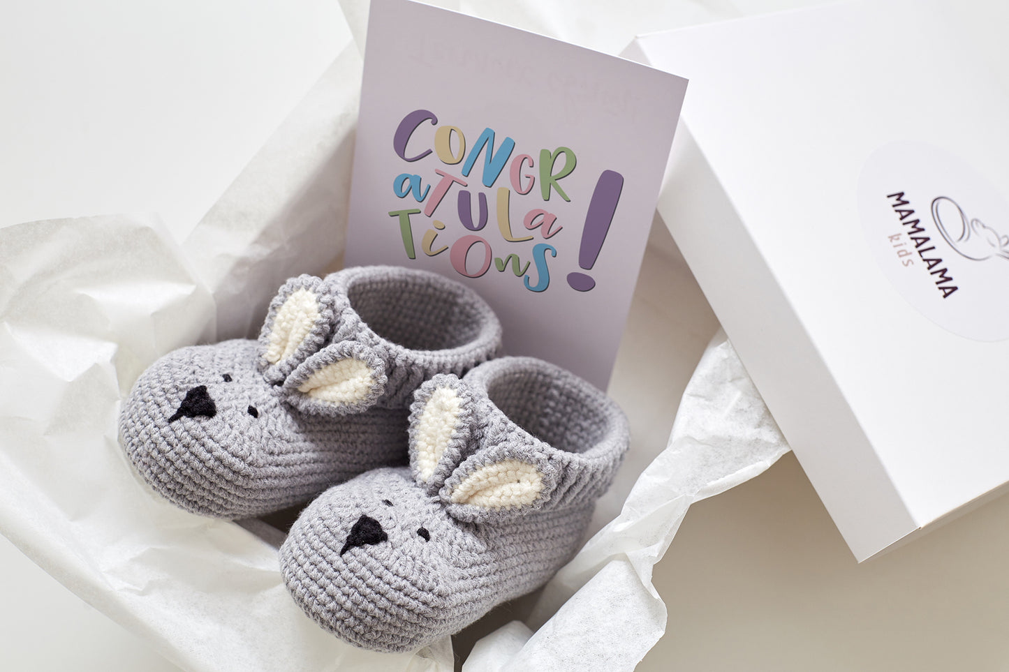 Bunny booties gift box Gray