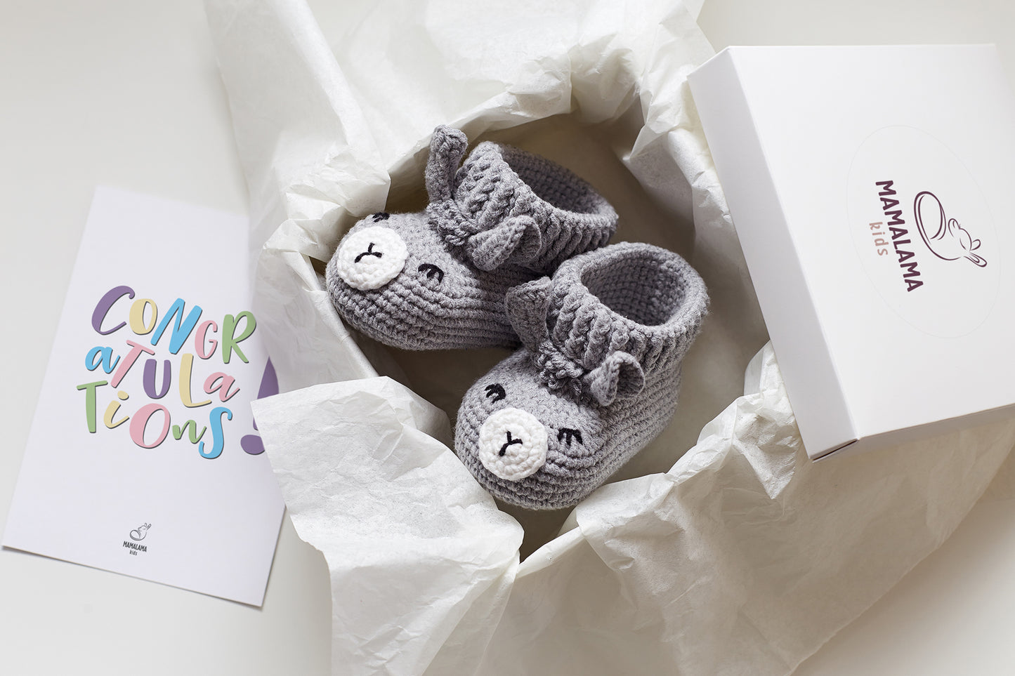Llama booties gift box Gray