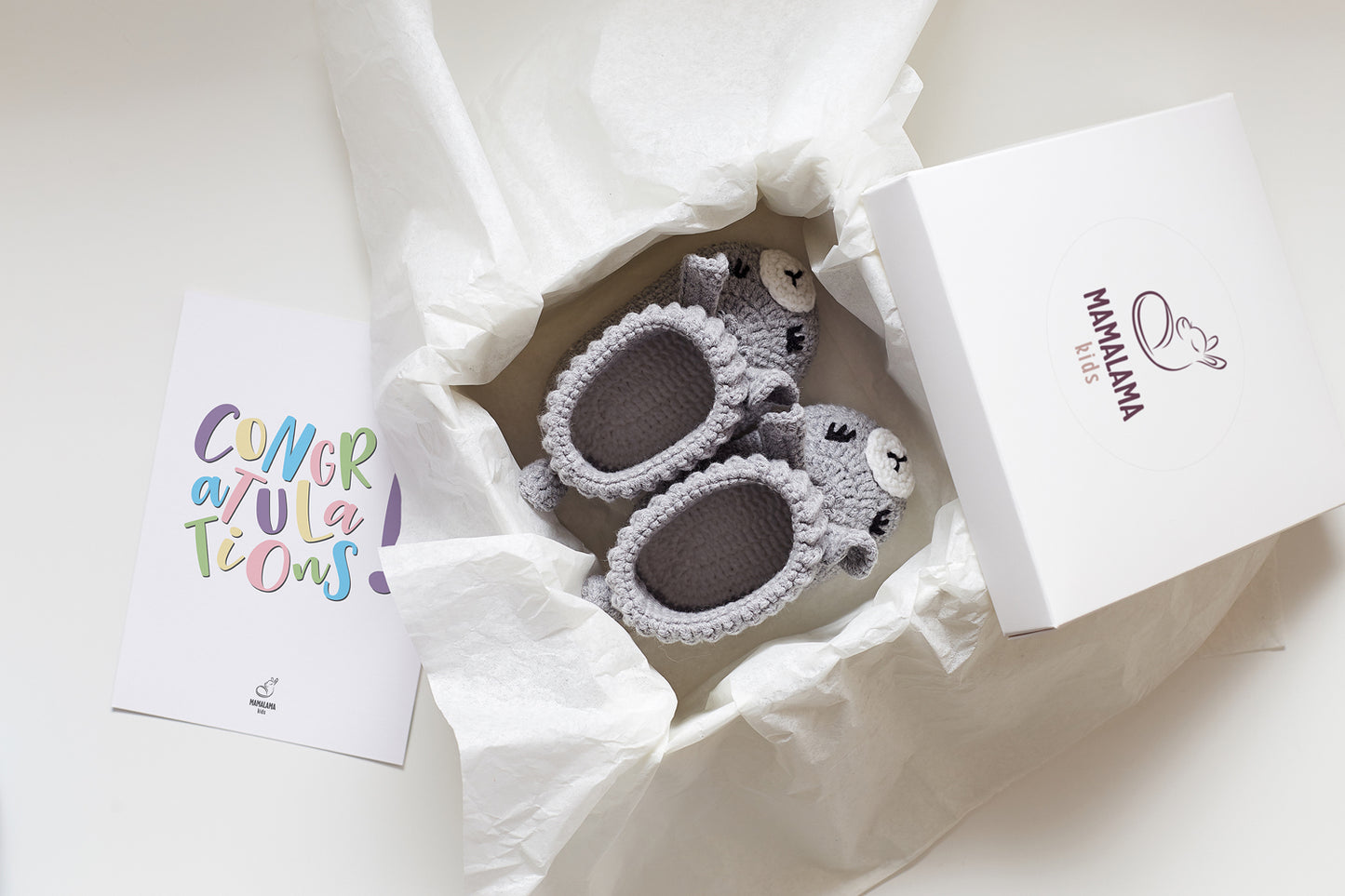 Llama booties gift box Gray