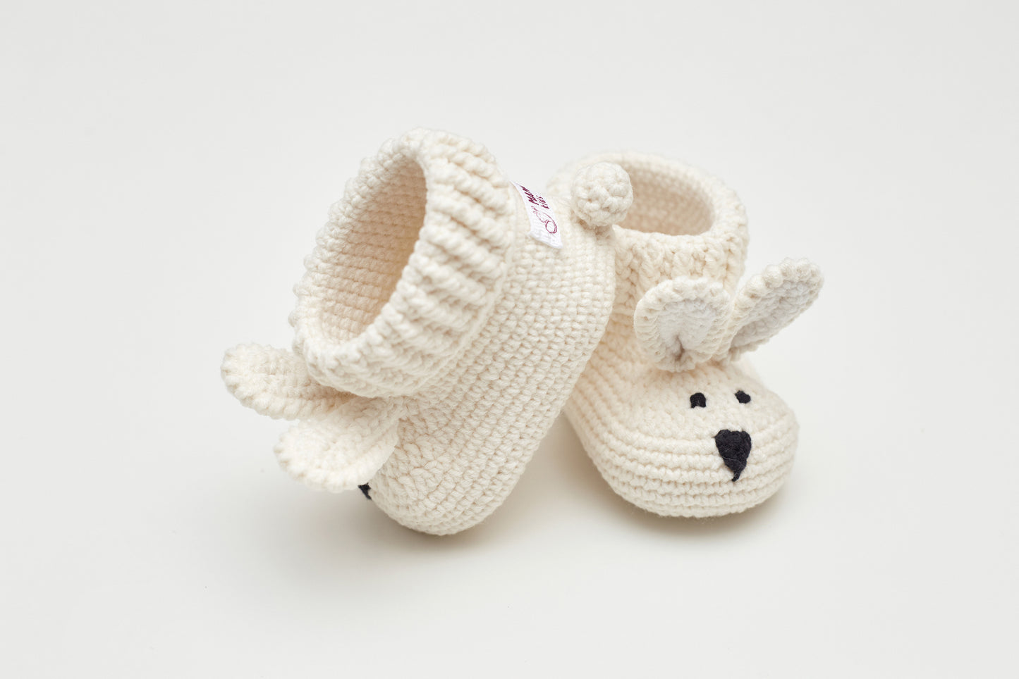 Pregnancy announcement bunny booties gift box Off white