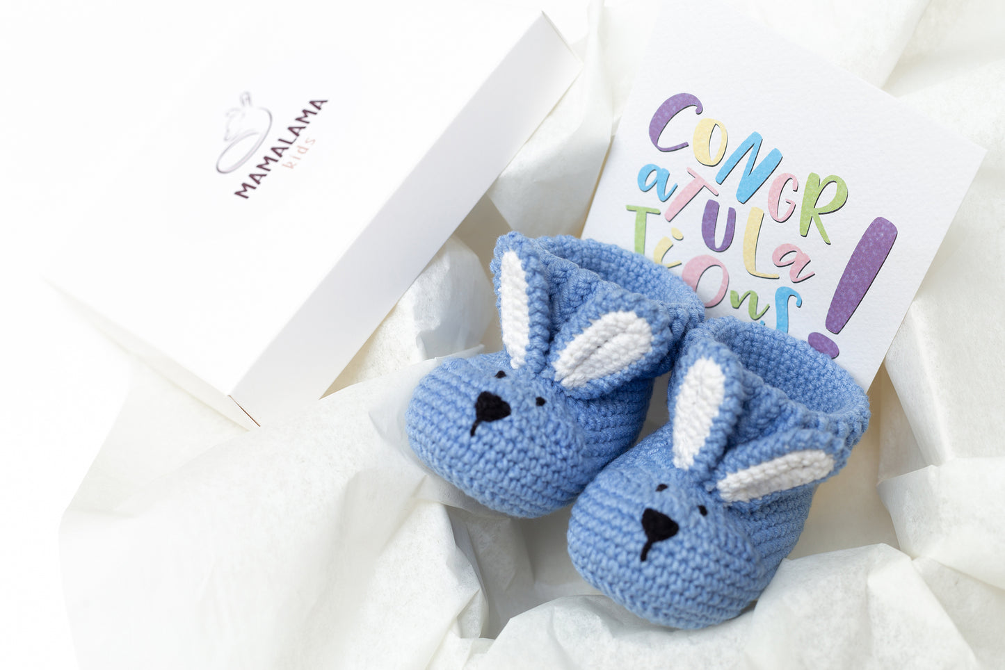 Bunny booties gift box Blue