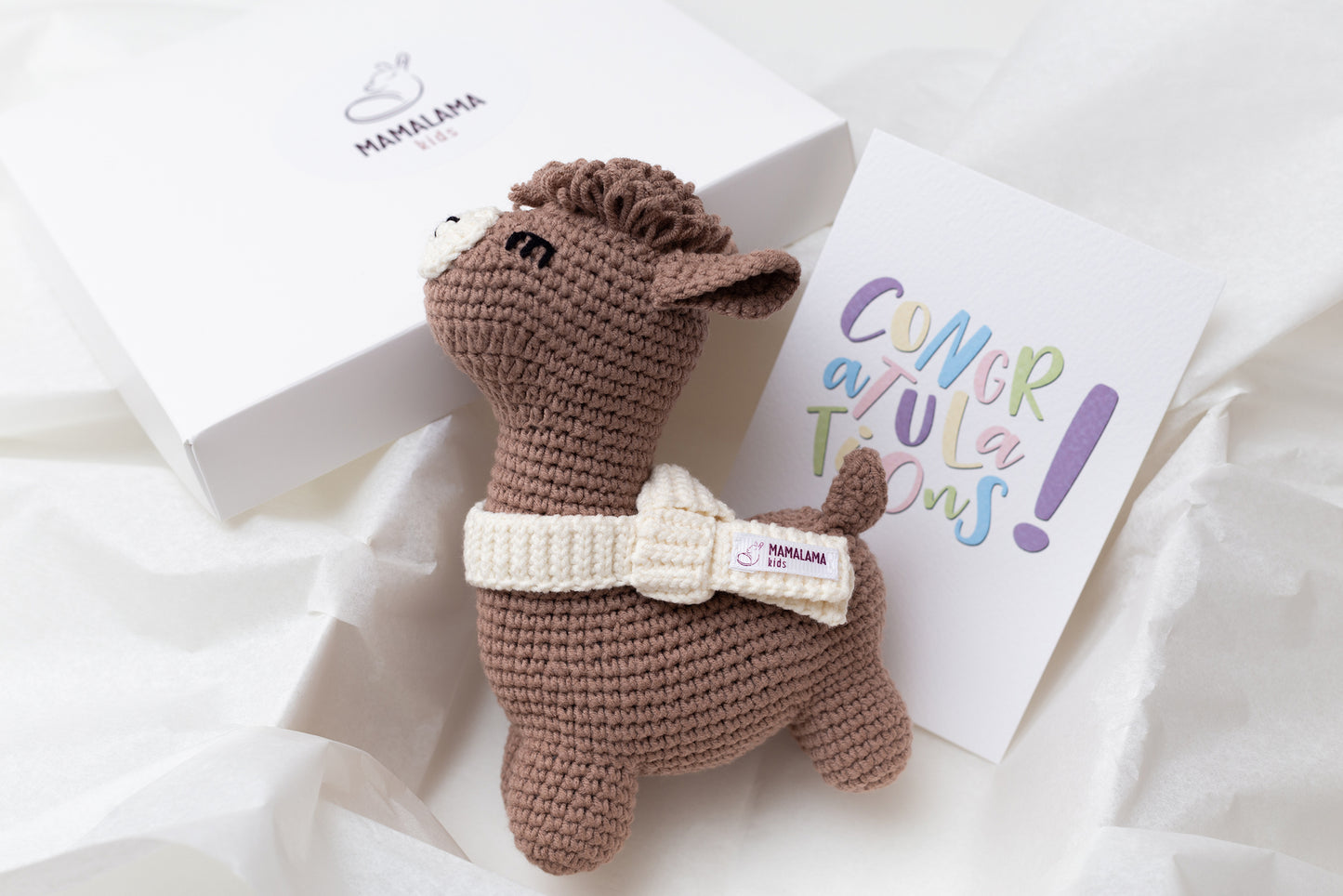 Llama toy gift box Brown