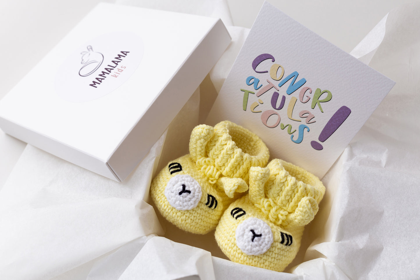 Llama booties gift box Yellow