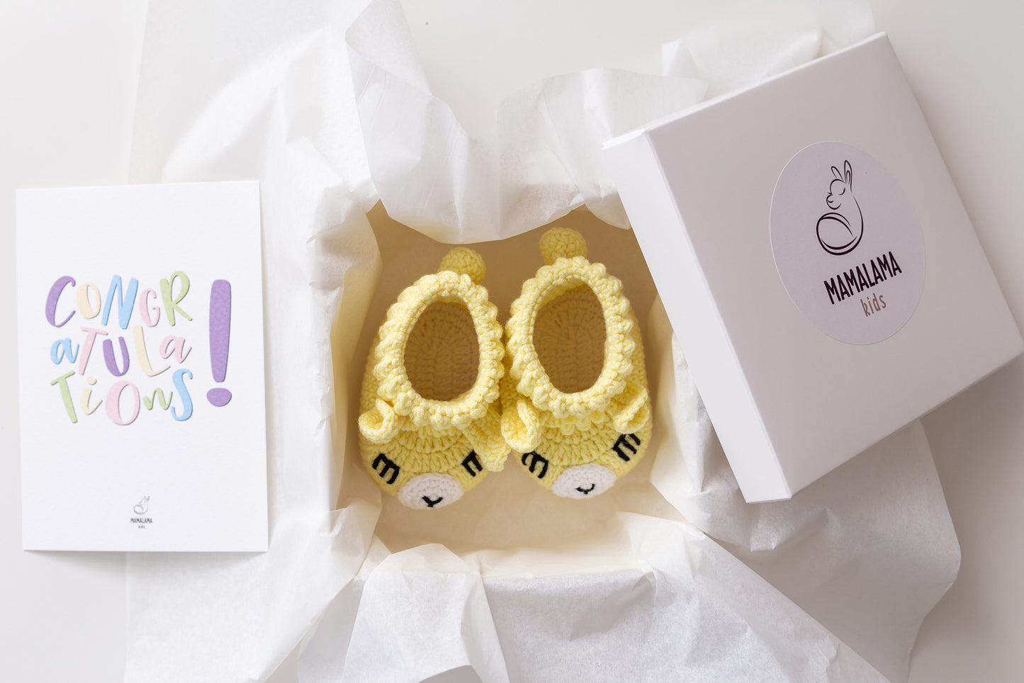 Llama booties gift box Yellow