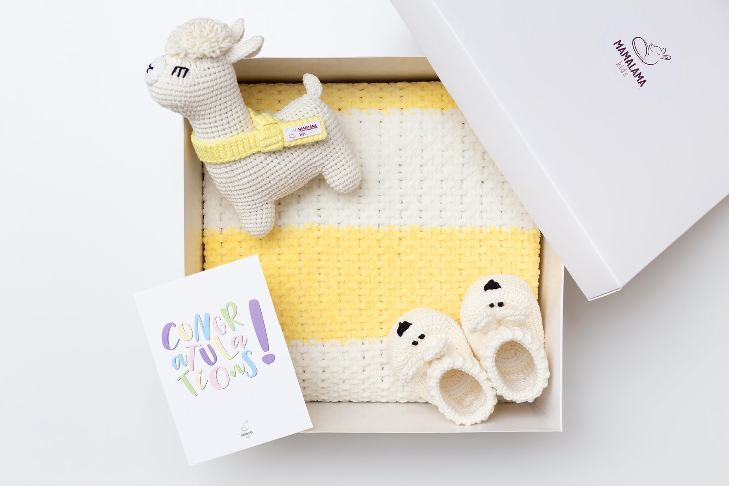 Llama toy & blanket & bunny booties gift box Lemon