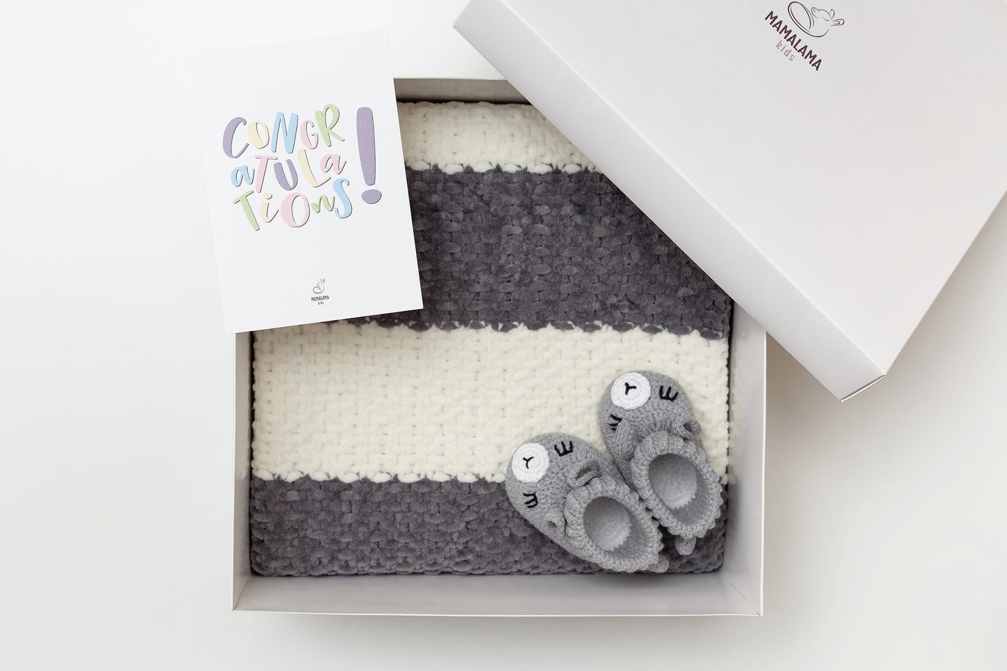 Llama booties gift box Gray