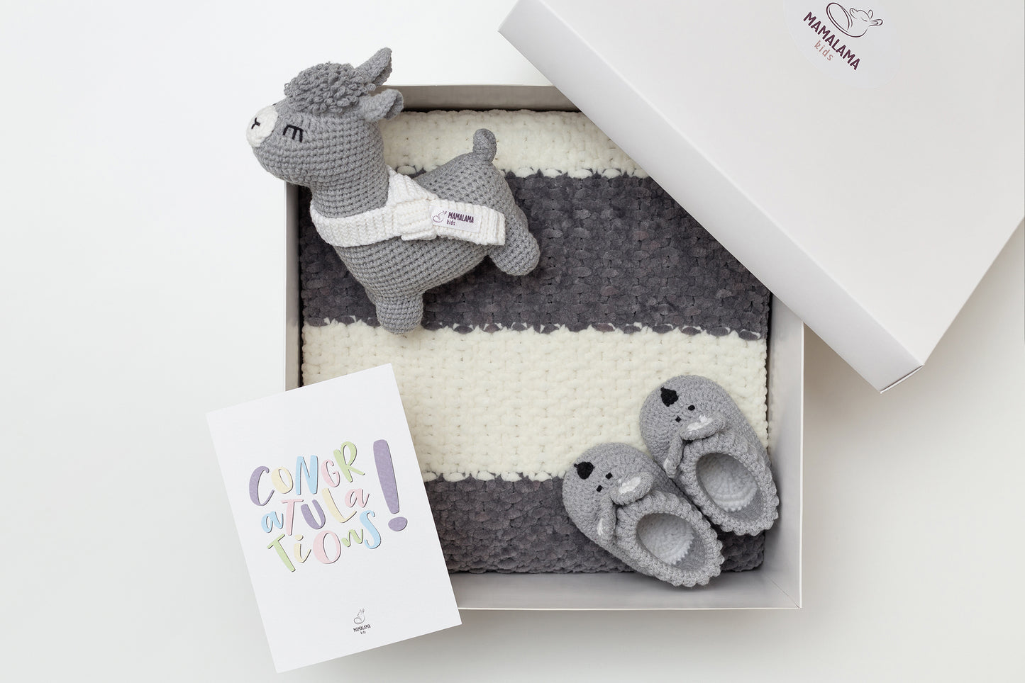 Baby blanket & bunny booties gift box Gray Gray