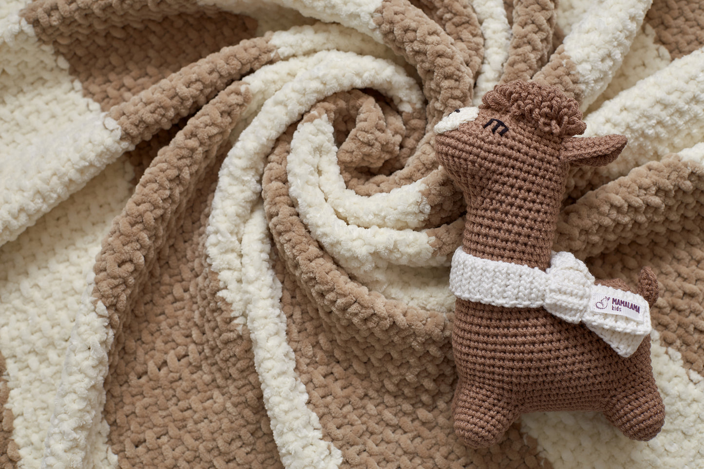 Llama toy & blanket gift box Beige Brown