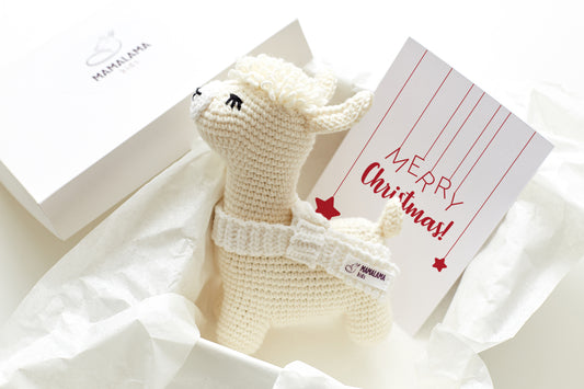 Christmas llama toy gift box Off white