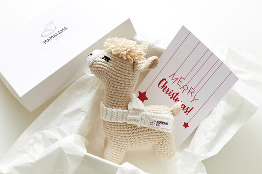 Christmas llama toy gift box Beige