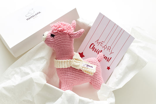 Christmas llama toy gift box Pink