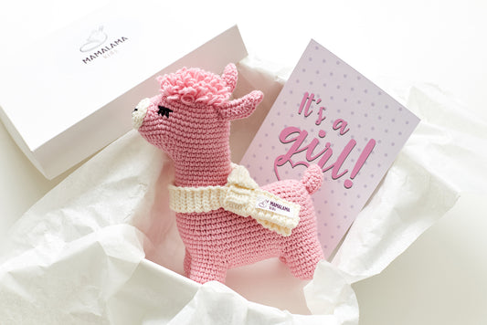 It's a Girl Llama toy gift box Pink