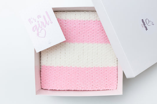 It's a Girl Baby blanket gift box Pink