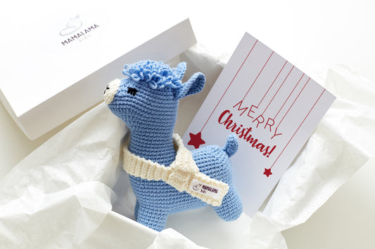 Christmas llama toy gift box Blue